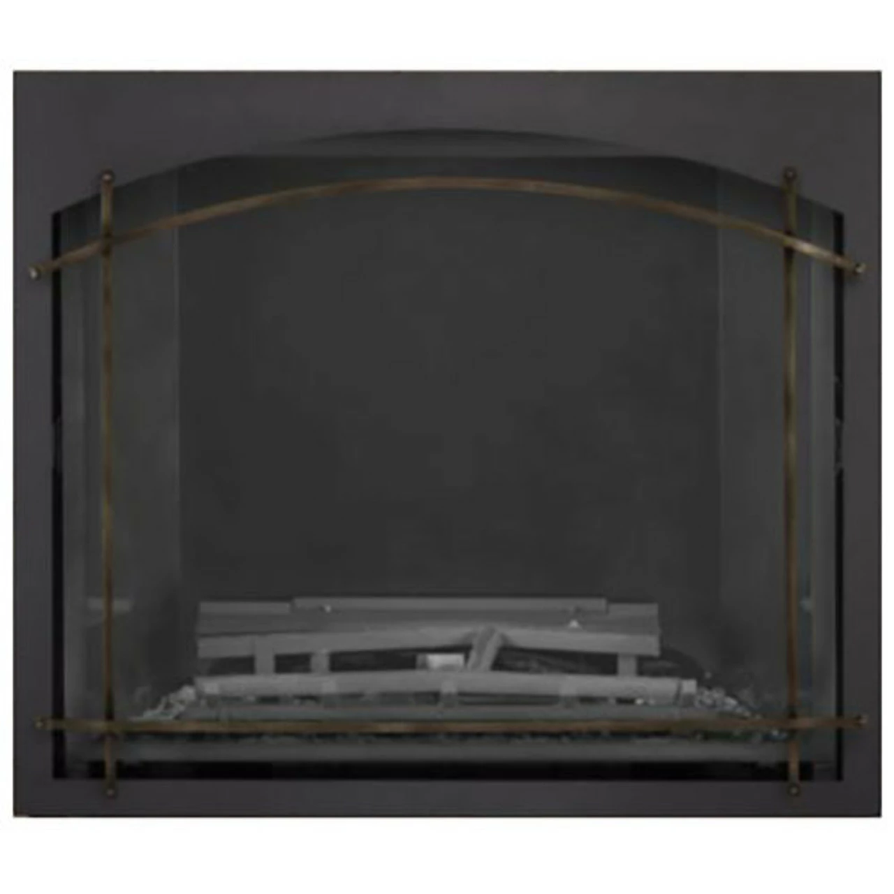 Burnished Brass Arched Iron Element On Black Whitney Front For Elevation X 42" - Napoleon 1 Burnished Brass Arched Iron Element On Black Whitney Front For Elevation X 42" - Napoleon