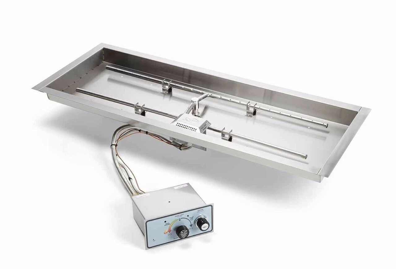 54 X 16 Inch Rectangle Bowl Pan Fire Pit Insert Push Button / Flame Sense - HPC 1 54 X 16 Inch Rectangle Bowl Pan Fire Pit Insert Push Button / Flame Sense - HPC