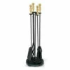 Pilgrim 2400 Series Black With Gold Ball Handles Fireplace Tool Set - 5pc