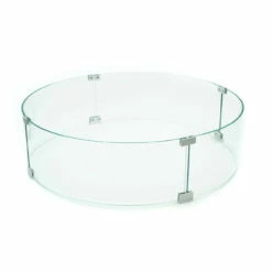 AMS Fire Pit Table Round Glass Wind Guard - 1/4" Thick Glass - Fire Flame Guard