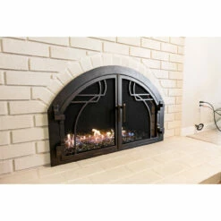 Mavericks Arched Fireplace Door - Wrought Iron