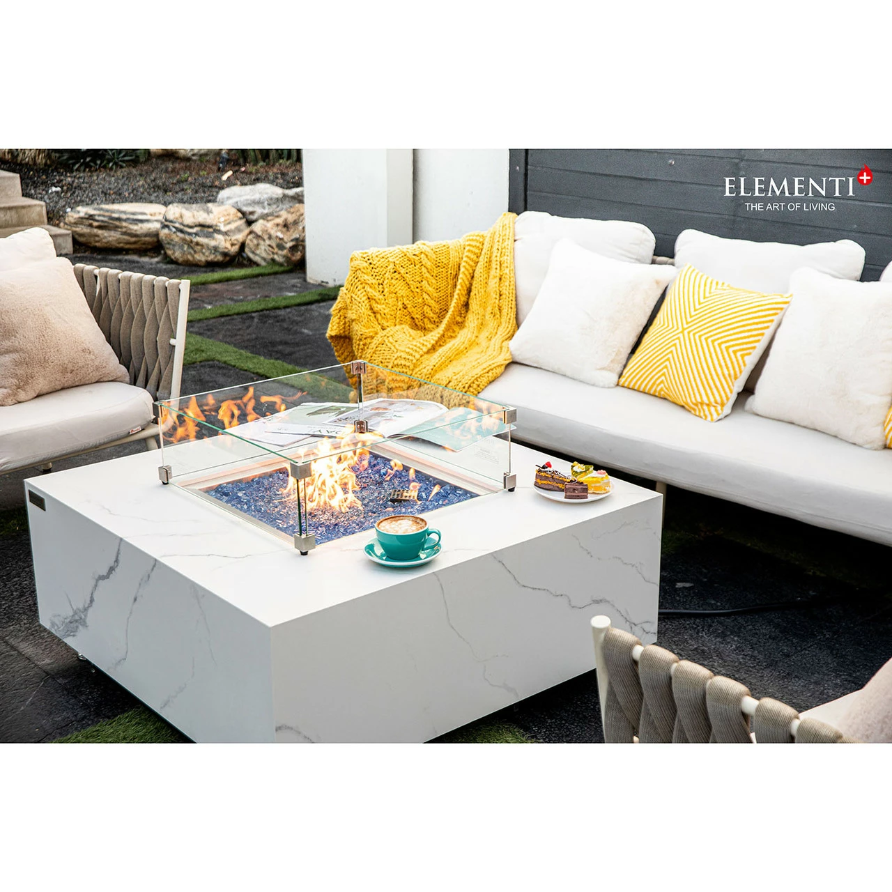 Elementi Plus Bianco Marble Porcelain Fire Table 5 Elementi Plus Bianco Marble Porcelain Fire Table - Image 5
