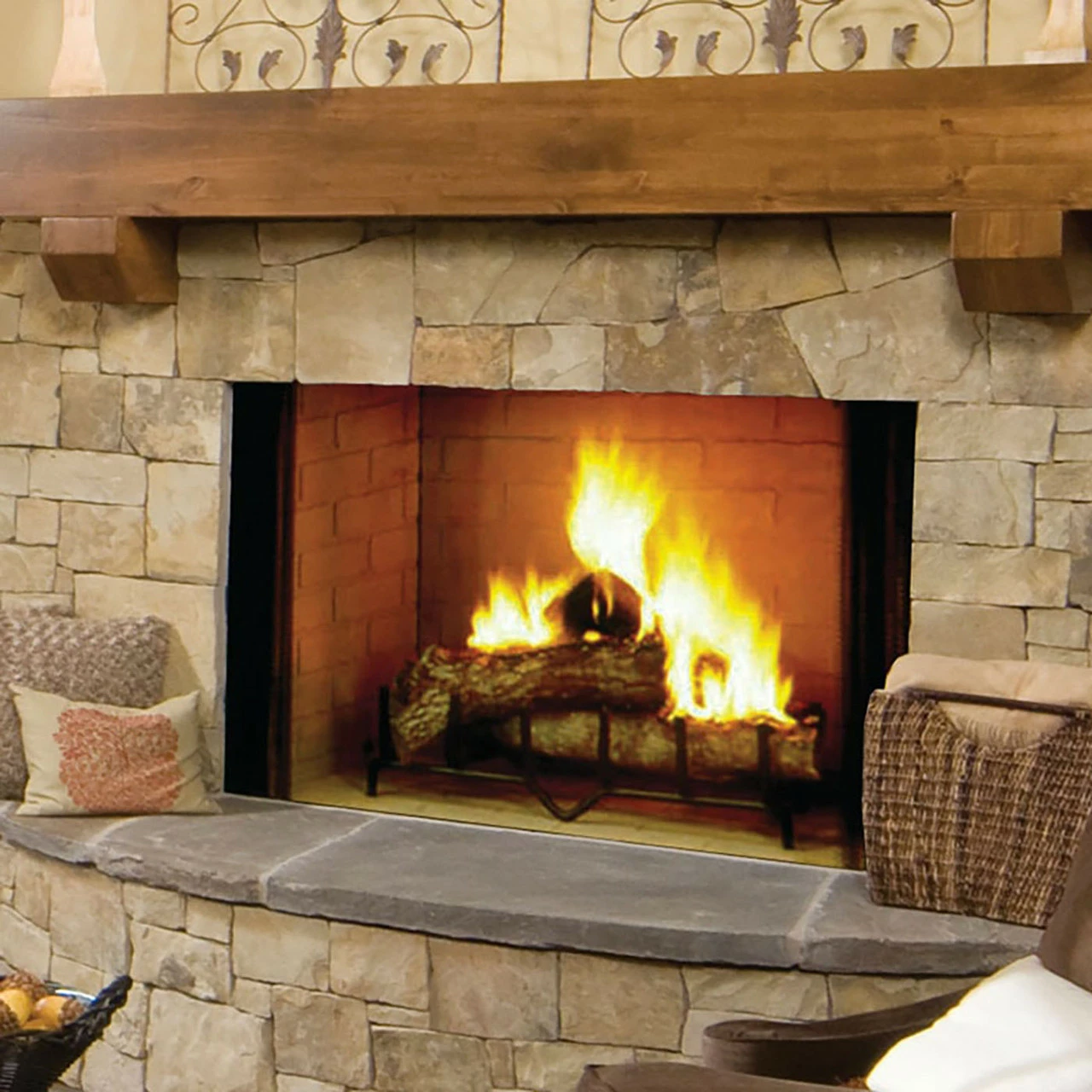 Biltmore 42" Radiant Wood Burning Fireplace W/Herringbone Brick Pattern | Majestic 1 Biltmore 42" Radiant Wood Burning Fireplace W/Herringbone Brick Pattern | Majestic