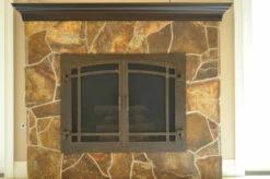 Santa Monica Rectangular Inside Arch Fireplace Door - Wrought Iron