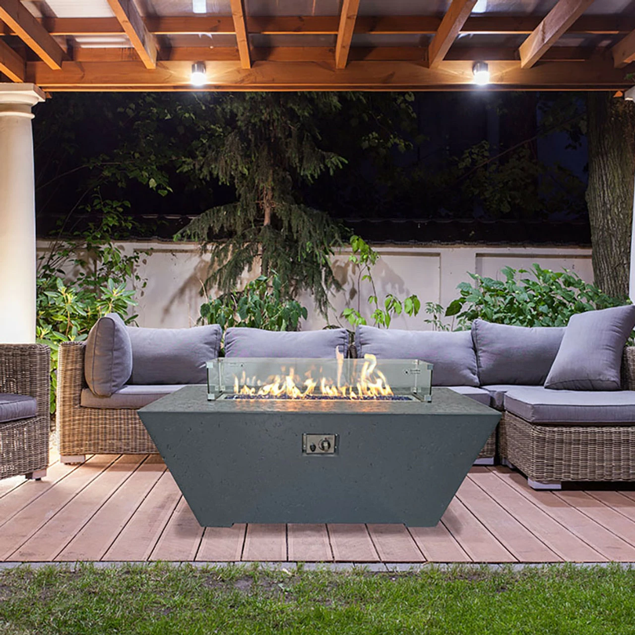 Olympus Extra Tall Rectangular Concrete Fire Table | Grand Canyon Gas Logs 2 Olympus Extra Tall Rectangular Concrete Fire Table | Grand Canyon Gas Logs - Image 2