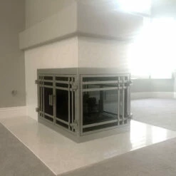 Mission Rectangular U-Shape Fireplace Door - Wrought Iron