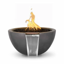 Luna Concrete Fire & Water Bowl | The Outdoor Plus -DIMPLEX Sales Store Luna GFRC Fire and Water Bowl 30 inch Chestnut 88709.1598696127