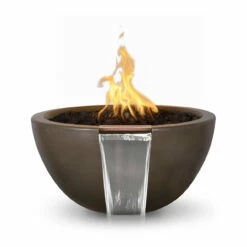Luna Concrete Fire & Water Bowl | The Outdoor Plus -DIMPLEX Sales Store Luna GFRC Fire and Water Bowl 30 inch Chocolate 24534.1598696127