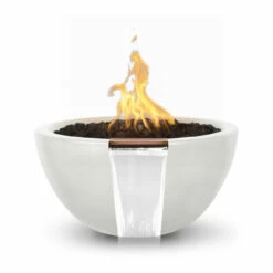 Luna Concrete Fire & Water Bowl | The Outdoor Plus -DIMPLEX Sales Store Luna GFRC Fire and Water Bowl 30 inch Limestone 60908.1598696125
