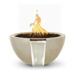 Luna Concrete Fire & Water Bowl | The Outdoor Plus -DIMPLEX Sales Store Luna GFRC Fire and Water Bowl 30 inch Vanilla 12530.1598696126