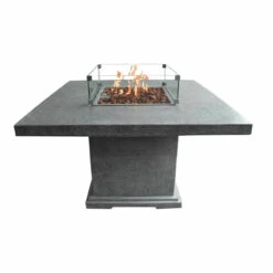 Elementi Birmingham Fire Table 48" X 48" -DIMPLEX Sales Store OFG202 Birmingham Dining Table with Wind Screen web 01570.1625266458