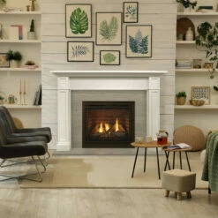 Quartz 32" Direct Vent Gas Fireplace | Majestic -DIMPLEX Sales Store Quartz Platinum 36 with bronze contemporary front and tavern brown brick interior panels result 83785.1662646993