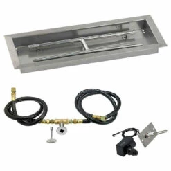 24" X 8" Rectangular Drop-In Pan With Spark Ignition Kit - Natural Gas - By American Fireglass