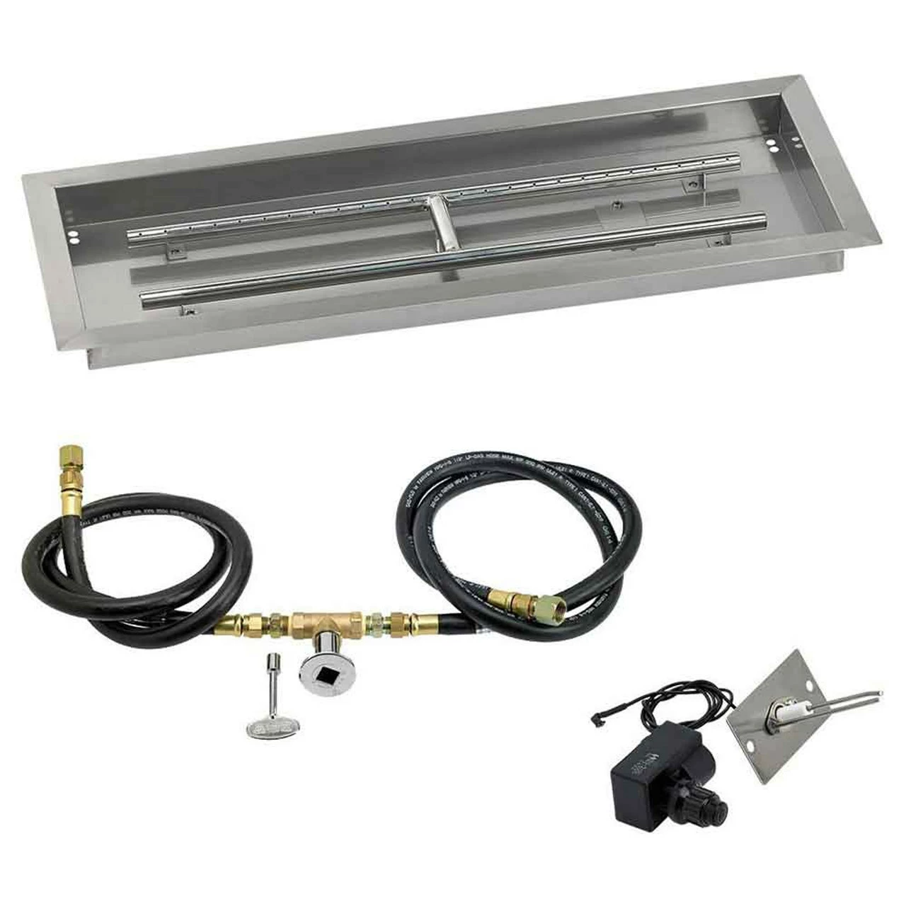 30" X 10" Rectangular Drop-In Pan With Spark Ignition Kit - Natural Gas - By American Fireglass 1 30" X 10" Rectangular Drop-In Pan With Spark Ignition Kit - Natural Gas - By American Fireglass