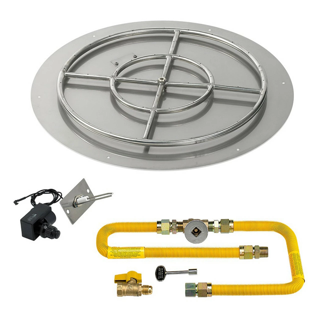 30" Round Flat Pan With Spark Ignition Kit (24" Ring) - Natural Gas - By American Fireglass - SS-RFPKIT-N-30H 1 30" Round Flat Pan With Spark Ignition Kit (24" Ring) - Natural Gas - By American Fireglass - SS-RFPKIT-N-30H