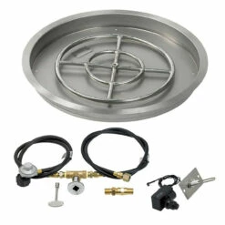 25" Round Drop-In Pan With Spark Ignition Kit (18" Fire Pit Ring) - Propane - By American Fireglass - SS-RSPKIT-P-25