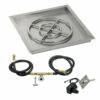 24" Square Drop-In Pan With Spark Ignition Kit (18" Fire Pit Ring) Natural Gas - By American Fireglass - SS-SQPKIT-N-24