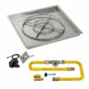 30" Square Drop-In Pan With Spark Ignition Kit (24" Fire Pit Ring) Natural Gas - By American Fireglass - SS-SQPKIT-N-30H