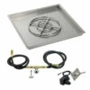 30" Square Drop-In Pan With Spark Ignition Kit (18" Fire Pit Ring) Natural Gas - By American Fireglass - SS-SQPKIT-N-30