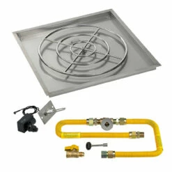 36" Square Drop-In Pan With Spark Ignition Kit (30" Fire Pit Ring) Natural Gas - By American Fireglass - SS-SQPKIT-N-36H