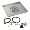 36" Square Drop-In Pan With Spark Ignition Kit (18" Fire Pit Ring) Propane - By American Fireglass - SS-SQPKIT-P-36