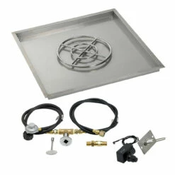 36" Square Drop-In Pan With Spark Ignition Kit (18" Fire Pit Ring) Propane - By American Fireglass - SS-SQPKIT-P-36