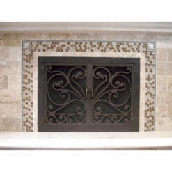 Faraday Rectangular Fireplace Door - Wrought Iron -DIMPLEX Sales Store Serine 2b door close 56855.1581637987