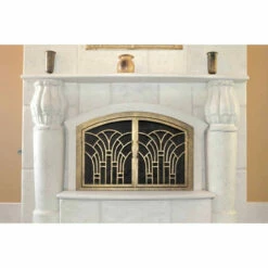 Alexandria Arched Fireplace Door - Wrought Iron