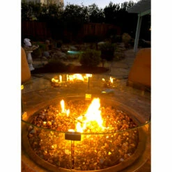 AMS Fire Pit Table Round Glass Wind Guard - 1/4" Thick Glass - Fire Flame Guard -DIMPLEX Sales Store ams glass wind flame guard with fire web 40390.1666899218