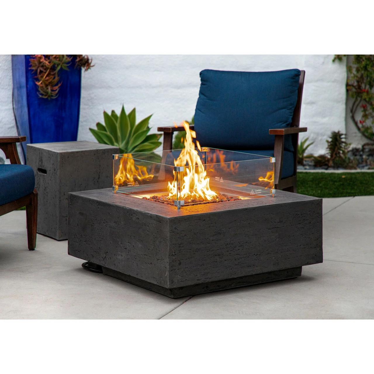 Albany Natural Color Pewter Finish Square Fire Pit Table - Concrete GFRC | AMS Fireplace 2 Albany Natural Color Pewter Finish Square Fire Pit Table - Concrete GFRC | AMS Fireplace - Image 2