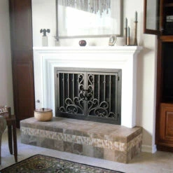 Arcadia Rectangular Fireplace Door - Wrought Iron