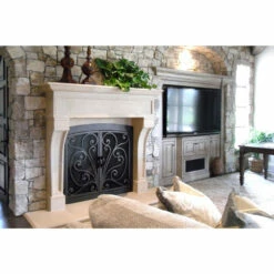Azalea Arched Fireplace Door - Wrought Iron