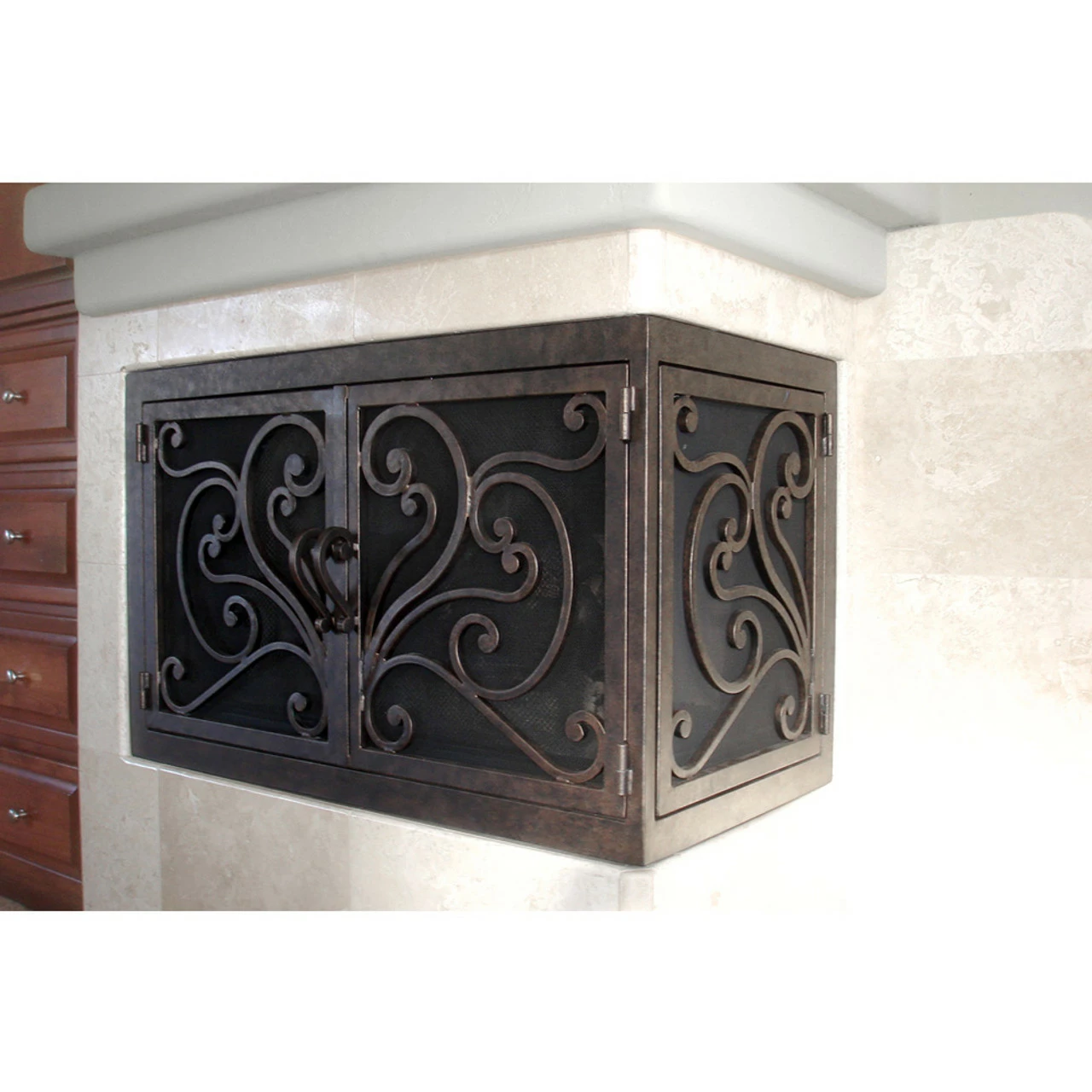 Azalea Rectangular L-Shape Fireplace Door - Wrought Iron 2 Azalea Rectangular L-Shape Fireplace Door - Wrought Iron - Image 2