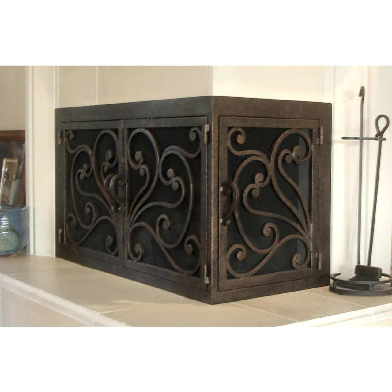 Azalea Rectangular L-Shape Fireplace Door - Wrought Iron 1 Azalea Rectangular L-Shape Fireplace Door - Wrought Iron