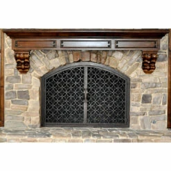 Batista Arched Fireplace Door - Wrought Iron