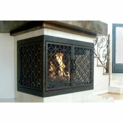 Batista Rectangular U-Shape Fireplace Door - Wrought Iron