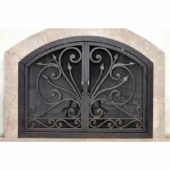 Big Sur Arched Fireplace Door - Wrought Iron