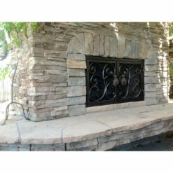 Breeze Rectangular Fireplace Door - Wrought Iron