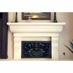 Camellia Rectangular Fireplace Door - Wrought Iron -DIMPLEX Sales Store camelia 49 fireplace door web2 21279.1655848294