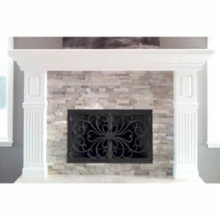 Classic Rectangular Fireplace Door - Wrought Iron