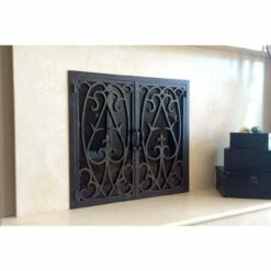 Dawas Rectangular Fireplace Door - Wrought Iron