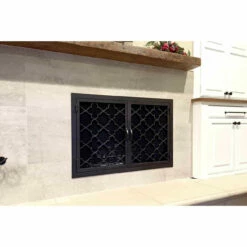 Encinitas Rectangular Fireplace Door - Wrought Iron