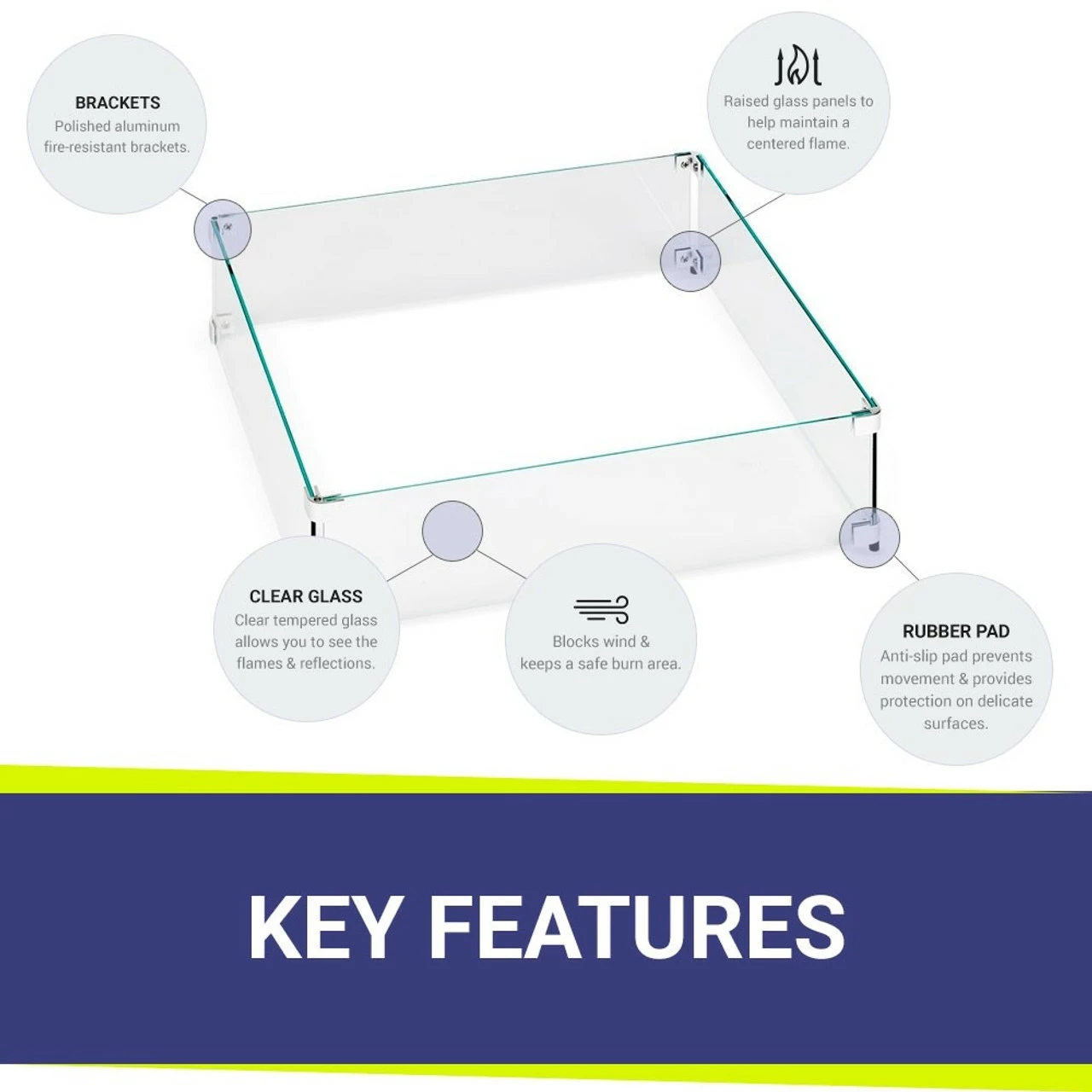 30" Square Glass Wind And Flame Guard | American Fire Glass 4 30" Square Glass Wind And Flame Guard | American Fire Glass - Image 4