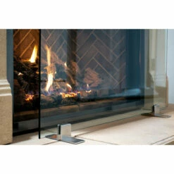 Manhattan Modern Freestanding Glass Fireplace Screen | AMS Fireplace