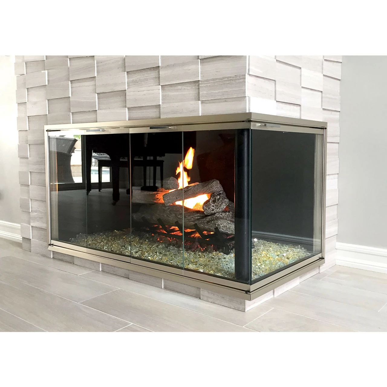 Malibu Rectangular L-Shape Fireplace Door - Aluminum 1 Malibu Rectangular L-Shape Fireplace Door - Aluminum