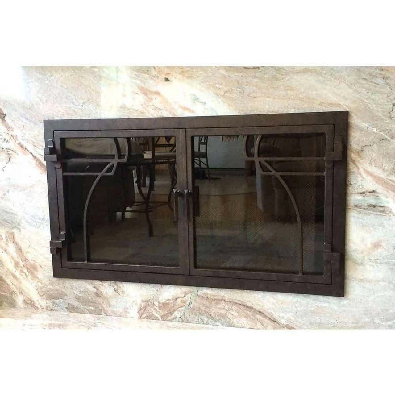 Mavericks Rectangular Fireplace Door - Wrought Iron 1 Mavericks Rectangular Fireplace Door - Wrought Iron