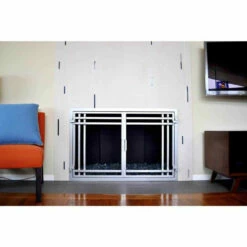 Mission Rectangular Fireplace Door - Wrought Iron