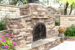 Orchid Arched Fireplace Door - Wrought Iron