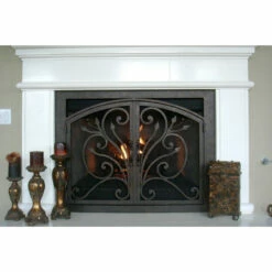 Orchid Rectangular Inside Arch Fireplace Door - Wrought Iron