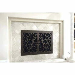 Poseidon Rectangular Fireplace Door - Wrought Iron